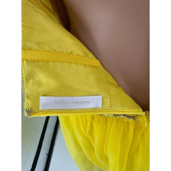 Naeem Khan Gown Yellow Tulle Crystal Halter US 10 – Runway Spring 2018 - Picture 13 of 15